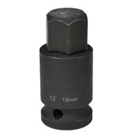 M19 x 55mm 1/2" Drive Short Impact Impacted Allen Hex Key Socket 19mm