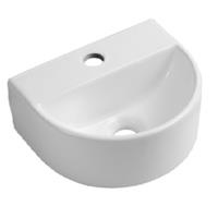 Bathroom Wash Sink Basin Round Small Ceramic Cloakroom Compact Wall Hung White