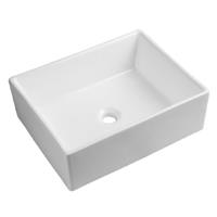 Bathroom Wash Sink Basin Countertop Ceramic Rectangular Modern White