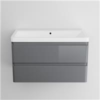 Bathroom Cabinet Vanity Unit Sink Basin Storage Drawer Wall Hung Grey 800mm