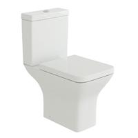Bathroom Toilet Pan Square Soft Close Coupled Cistern Seat Modern White Ceramic