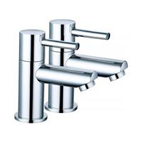 Bathroom Sink Taps Basin Faucet Modern Round Hot & Cold Pair Chrome Panel