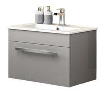 Bathroom Cabinet Vanity Unit Sink Basin Storage Grey Wall Hung Hanging 600mm