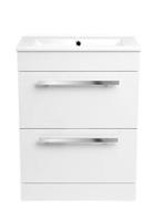 Bathroom Cabinet Vanity Unit Sink Basin Storage White Ceramic Drawers 600mm