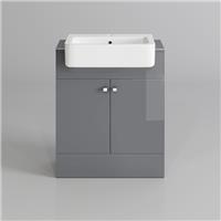 Bathroom Cabinet Vanity Unit Sink Basin Storage Ceramic Door Grey 660 Furniture