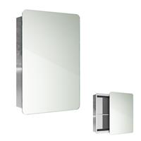 Bathroom Mirror Cabinet Wall Hung Mount Sliding Door Stainless Steel 660 x 460mm