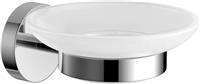 Soap Dish Holder Wall Mounted Bathroom Accessory Modern Round Chrome White Glass