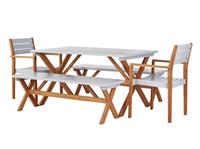 Home Richmond 6 Seater Wooden Patio Set - Grey | Outdoor Garden Dining Furniture