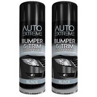 Auto Extreme Bumper & Trim Black Spray Paint Car Bike Restorer 300ml x2