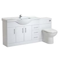 Vanity Unit Combined Sink Toilet Bathroom Suite Furniture Set 1800mm Pan White