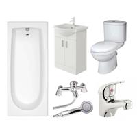 Bathroom Suite Bath Vanity Unit Sink Toilet Set Single Ended 1700mm Furniture UK