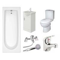 Bathroom Suite Bath Vanity Unit Sink Toilet Set Rosina & Single Ended 1700mm