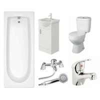 Bathroom Suite Bath Vanity Unit Sink Toilet Set Single Ended 1700mm Furniture