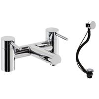 Bath Tap Set Derby Modern Round Monochrome Filler Mixer & Pop up Waste