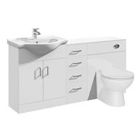 Vanity Unit Combined Sink Toilet Bathroom Suite Furniture WC Set Drawer 1550mm
