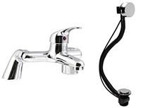 Bath Tap Set Shower Tub Filler Mixer Chrome Brass & Pop up Waste Bathroom