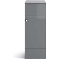 Cabinet Vanity Unit Bathroom Storage Grey Gloss Unit Single Door Modern 300mm