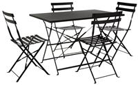 Eve 4 Seater Folding Metal Patio Set Black | Outdoor Garden Table Chairs