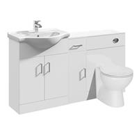 Vanity Unit Combined Sink Toilet Bathroom Suite Furniture Seat Cistern 1400mm