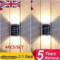 4x Bright LED Solar Powered Wall Light Door Fence Yard Outdoor Garden Lighting