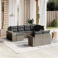 Garden Sofa Set 10 Piece with Cushions Outdoor Grey Poly Rattan vidaXL