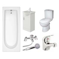 Bathroom Suite Bath Vanity Unit Sink Toilet Set Rosina & Single Ended 1600mm