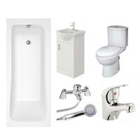 Bathroom Suite Bath Vanity Unit Sink & Toilet Set Single Ended 1700mm Furniture