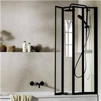 Home 3mm 4 Fold bath Screen - Black