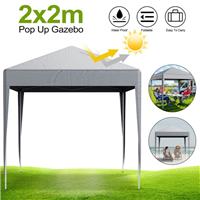 Grey -Pop up Square Gazebo Marquee Tent for Garden Picnics Party Camping - 2X2 M