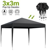 Black Pop up Square Gazebo Marquee Tent for Garden Picnics Party Camping - 3X3 M