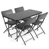 Garden Dining Set 4 Seater Rattan Effect Table Chairs Outdoor Furniture Christow