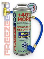 FREEZEECO R12/R134a Aircon Top Up Refrigerant Gas&Oil + Hose - AC Refill Bundle!