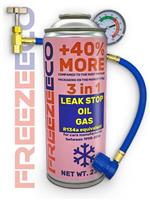 FREEZEECO R12/R134a Aircon Top Up 3-in-1 Refrigerant + Hose - AC Refill Bundle!