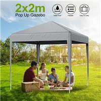 LOEFME 2x2m Garden Pop Up Gazebo Marquee Party Tent Canopy Grey +4 Weight Bags