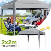 LOEFME 2x2m Garden Pop Up Gazebo Marquee Party Tent +Bag & 4 Weight Bags - Grey