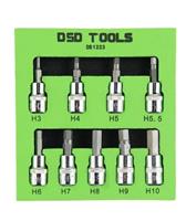 DSD TOOLS 9PC 3/8" DR Hex Allen Bit Sockets 48mm Long 3 - 10mm DS1223