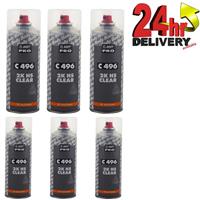 6 x HB Body 496 2K Clear Coat Lacquer 400ml Clearcoat Aerosol Fast Drying