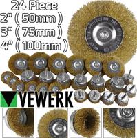 24pc Assorted Wire Brush Set Drill Cup Wire Wheel Brush Assortment Rotary Brush