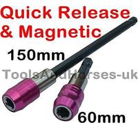 2pc Quick Release Magnetic Bit Holder 1/4 Hex Drive For Drill Driver 150mm & 60