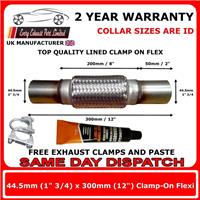 Clamp On 45mm x 300mm Exhaust Flexible Joint Repair Flexi Pipe tube Flex