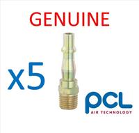5 x Genuine PCL 1/4 BSP Male Adaptor Air Line Fittings