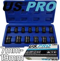 BERGEN 3/8" Inch Drive IMPACT Socket Set Shallow Impact Sockets 7mm-19mm 6PT Hex
