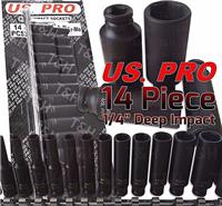 US PRO 1/4"INCH Drive Deep IMPACT Socket Set Long Reach Sockets 4mm-15mm 6PT Hex