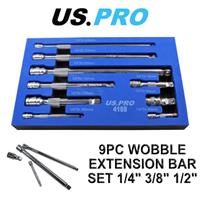 US PRO Tools 9pc Wobble Bar Extension Set 1/4 3/8 1/2 Dr 4188