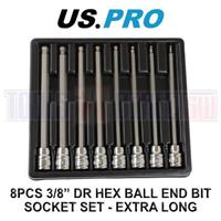 US PRO 8pc 3/8" Long Ball End Hex Allen Bit Key Sockets 3mm - 10mm 1495
