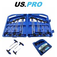 US PRO 16 Piece T HANDLE BALL END HEX & TORX KEY SET 1587