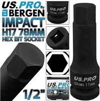 BERGEN H17 Impact Hex Bit Socket 1/2" 17mm Impact Allen Key 78mm long Hex Socket