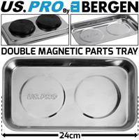 BERGEN Double Magnetic Parts Tray Stainless Steel Heavy Duty Double Magnets Dish