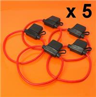 5 x Inline Fuse Holder 12V 30A DC For Standard Blade Fuses Splash Proof Car Bike