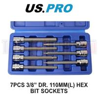 US PRO Extra Long Hex Bit Socket Set 3/8" Dr Allen Keys H3 4 5 6 7 8 10mm 1399